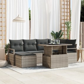 vidaXL Set de canapele de grădină 7 piese cu perne gri din rattan sintetic