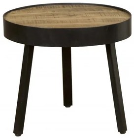 Masuta de cafea rotunda din lemn si metal 54x54x48 cm maro/negru