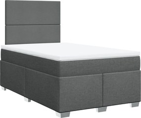 vidaXL Pat box spring cu saltea, gri închis, 120x190 cm, textil