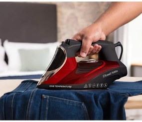 Fier de calcat Russell Hobbs One Temperature 25090-56, 2600 W, Placa ceramica, O temperatură optima, Autocuratare, 0.35 l, Rosu/Negru