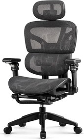 Scaun ergonomic, Sezut Translatie, cotiere 9D, tetiera 6D, suport lombar reglabil, spătar reglabil inaltime, pivotant, suport picioare, Negru