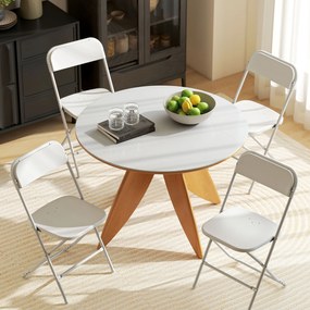 HOMCOM Set de 4 Scaune Pliabile cu Găuri de Drenaj din Plastic și Metal, 45x49x79.5 cm, Alb | Aosom Romania