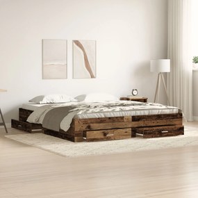vidaXL Cadru de pat cu sertare Lemn vechi 180 x 200 cm Lemn compozit