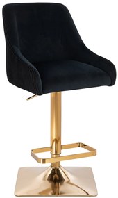 HR920KW Scaun Neagră din Catifea cu Bază Aurie