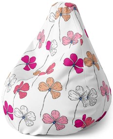 Sac de șezut Pear florițe roz - pentru copii, roz / alb