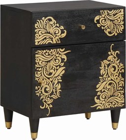 vidaXL Noptieră cu ușă Negru 50 x 33 x 60 cm Lemn de mango solid