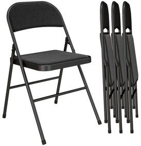 HOMCOM Lot de 4 scaune pliante scaune de masă portabile cadru din oțel 45 x 46 x 78 cm negru | Aosom Romania