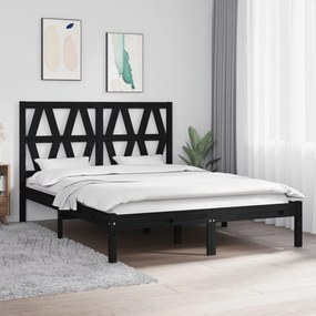 3103982 vidaXL Cadru de pat, negru, 140x190 cm, lemn masiv de pin