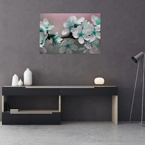Tablou cu floare - turcoaz (90x60 cm)