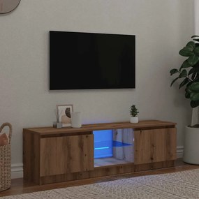vidaXL Dulap TV cu LED stejar artizanal 140x40x36 cm lemn prelucrat