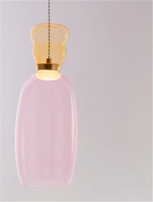 Pendul LED, Lustra design modern Pluma galben/ roz