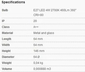 Bec LED E27 4W 2700K 460Lm PEBETERO 17422