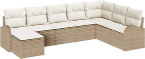 vidaXL Set de canapele pentru grădină cu pernă 8 pcs Bej Poli Rattan