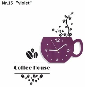 Ceas decorativ Coffee House pentru bucătărie Violet