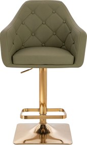 HR831KW Scaun Khaki Piele Ecologica Premium Soft cu Bază Aurie