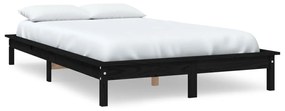 820545 vidaXL Cadru de pat, negru, 140x200 cm, lemn masiv de pin