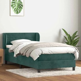 vidaXL Pat box spring cu saltea, verde închis, 80x220 cm, catifea