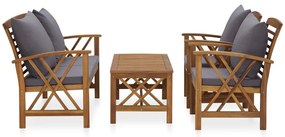 3057991 vidaXL Set mobilier de grădină cu perne, 4 piese, lemn masiv de acacia
