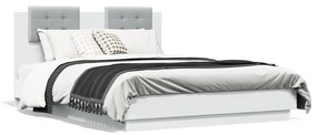 3209954 vidaXL Cadru de pat cu tăblie, alb, 135x190 cm, lemn prelucrat