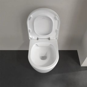 Set vas wc suspendat, Villeroy &amp; Boch, Avento, direct flush, cu capac soft close, alb alpin