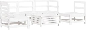 vidaXL Set canapea de grădină, 6 piese, alb, lemn masiv pin