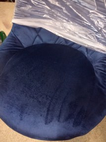 OFERTA Scaun de bar albastru VELVET KAST cu picior negru II. calitate