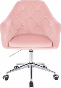 HR830CK Scaun Roz Pudra Catifea cu Bază Cromata