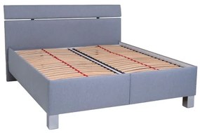 Pat tapițat ALIS 160x200 cm, cu saltea inclusă și spațiu de depozitare, gri deschis