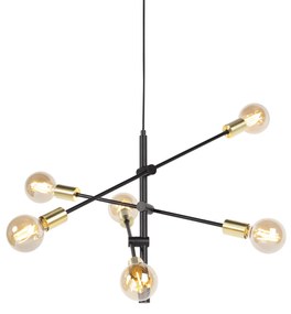 Lampă suspendată industrială neagră și aurie 78 cm 6 lumini - Sydney