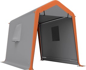Outsunny Cort Garaj Portabil 2,4x1,8 m pentru Mașină, Impermeabil, cu Ușă Rulou cu Fermoar, Ferestre, UPF30+, Gri deschis | Aosom Romania