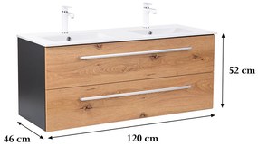 Dulap inferior Vario Clam 120 cu lavoar antracit-stejar