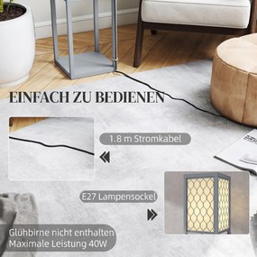 HOMCOM Lampadar Podea 2 în 1, 3 Rafturi, Economisire Spațiu, Soclu E27, 26x26x160 cm, Gri Deschis | Aosom Romania