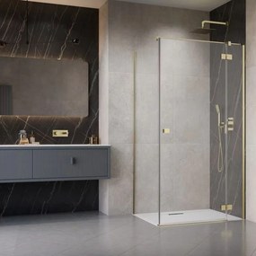 Cabina de dus patrata cu usa batanta Radaway Essenza KDJ 100x100 cm finisaj auriu periat-transparent dreapta