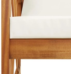 Banca de gradina cu perne, 119 cm, lemn masiv de acacia 1, maro si alb, maro si alb