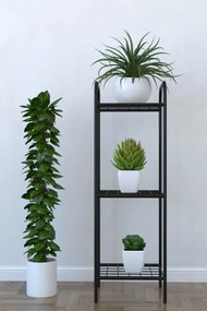 Etajera metal pentru flori 3 rafturi Decor Homs 33 x 100 x 31 cm, negru
