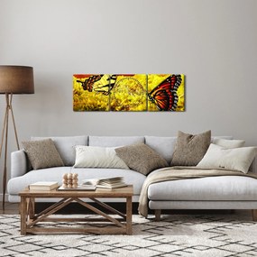 Tablou cu fluturi (cu ceas) (90x30 cm)