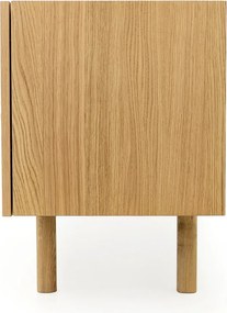 Masă TV neagră/în culoare naturală cu aspect de lemn de stejar 175x60 cm Porto – Woodman