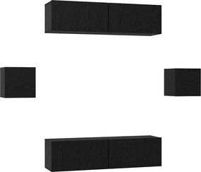 vidaXL Set comodă TV Pe perete 6 pcs Stejar negru Lemn compozit