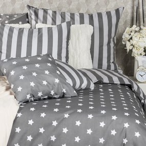 Lenjerie pat 1 pers., 4Home Stars gri, din bumbac, 140 x 200 cm, 70 x 90 cm