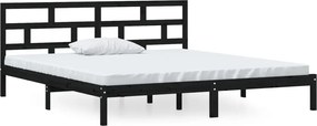 vidaXL Cadru de pat, negru, 140x190 cm, lemn masiv de pin
