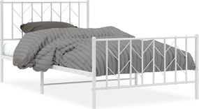 vidaXL Cadru de pat metalic cu tăblie de cap/picioare alb 107x203 cm