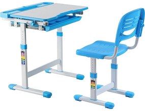 Birou multifunctional copii, inaltime reglabila, albastru