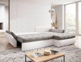 Colțar extensibil dumonde cu ladă de depozitare si sezut confortabil din spuma high-density, Loana Euphoria Ivory II 270x185 cm
