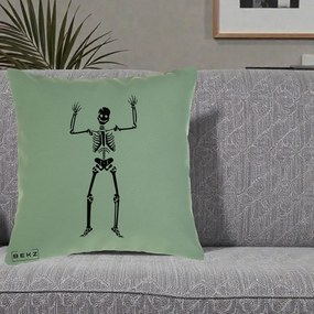Perna Decorativa Halloween Schelet Dansator, 40x40 cm, Verde, Husa Detasabila, Perna Inclusa, BEKZ®