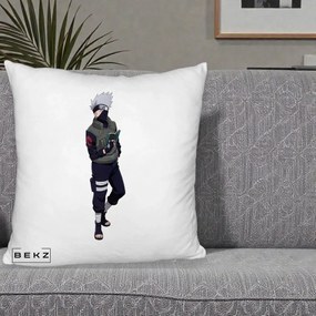 Perna Personalizata Naruto Kakashi Hatake Portret Complet, 40x40 cm, Alb Pufos, Husa Detasabila, Perna Inclusa, BEKZ®
