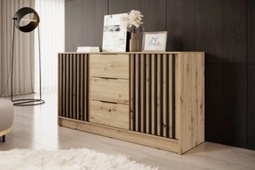 Comodă cu sertare Neria 155 cm - stejar artisan / negru
