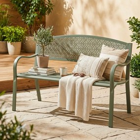 Bancă de grădină kaki din metal Lizette – Bizzotto