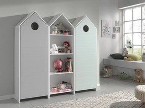 Set 3 Dulapuri pentru Copii Căsuță, Verde Mentă și Gri, (MDF) – CASAMI – Vipack