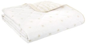 Cuvertură pentru copii albă-bej matlasată din bumbac 135x190 cm Mini Star &amp; Stripes – Bianca