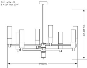 Candelabru modern realizat manual din alama Seti 8L